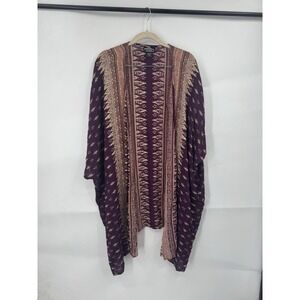 Angie Aztec Bohemian Open Cardigan Women S Purple Lightweight Hobo Artsy Retro